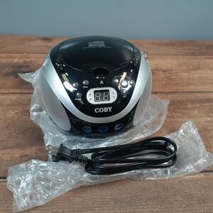 Coby CX-CD231 Portable AM FM Stereo CD Player Boombox Black Silver